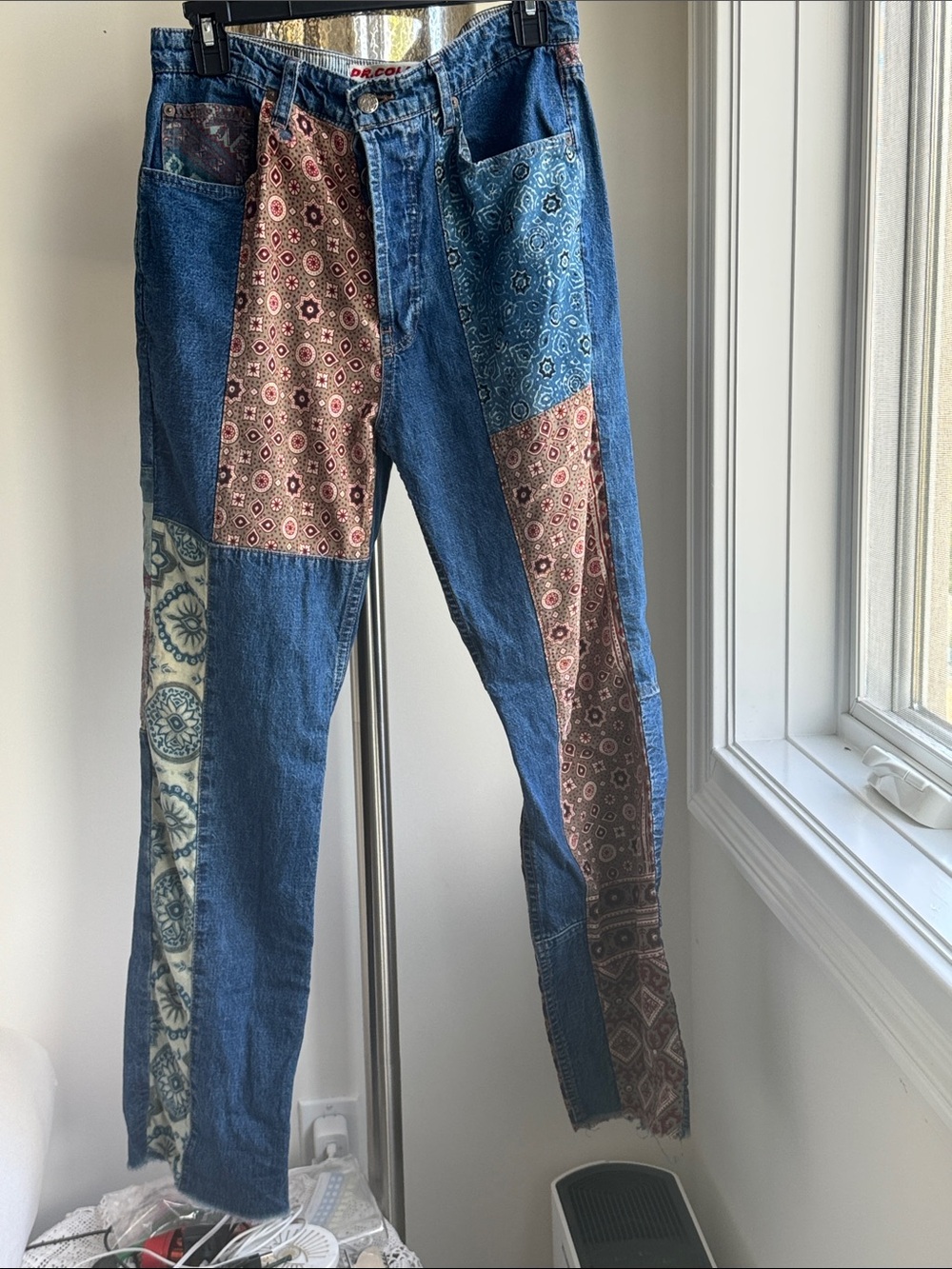 Colorblock Patchwork Blue Women's Jeans
